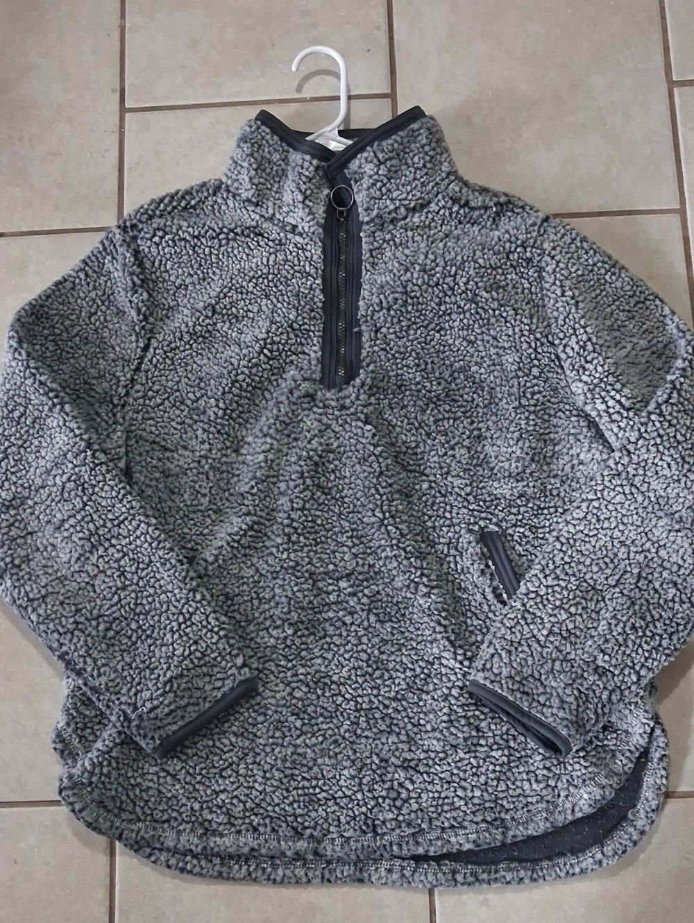 Members Mark Womens Sz XXL Gray Sherpa Half Zip Pullover Sweater with Pockets